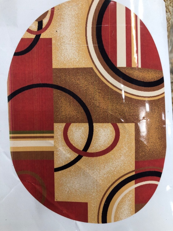 Photo 3 of 54780-6O Arcs & Shapes Modern Oval Rug, Red - 6 Ft. 7 in. X 9 Ft. 6 in.
