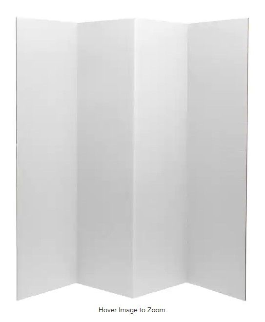 Photo 1 of 6 ft. Tall White Temporary Cardboard Folding Screen - 4 Panel
