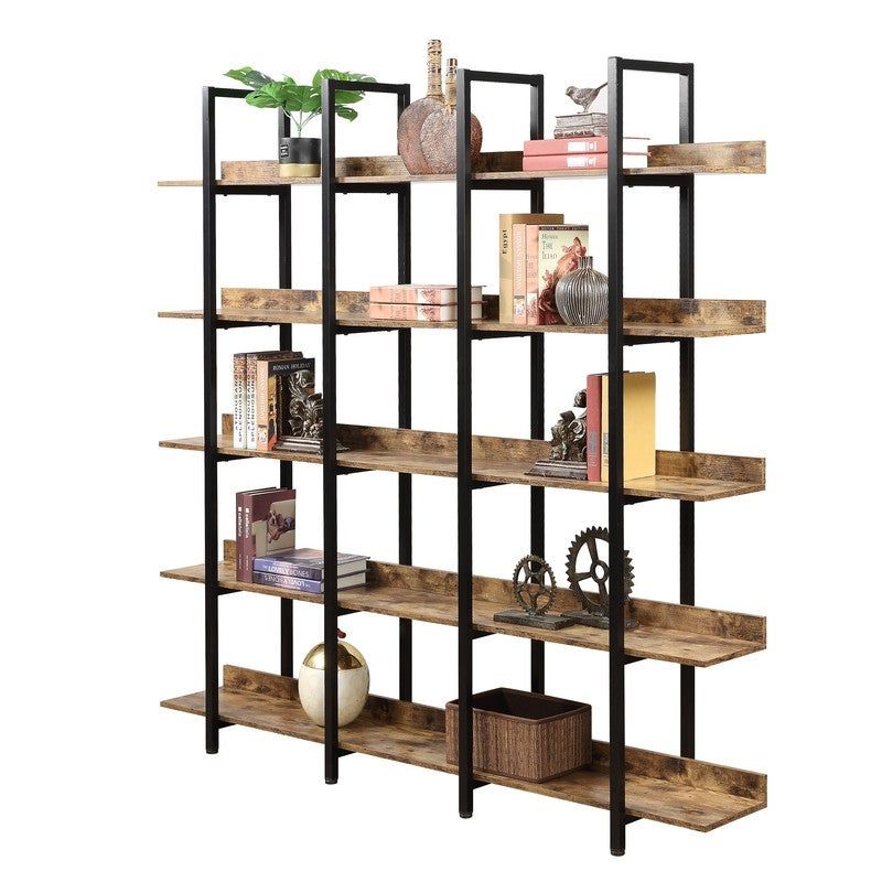 Photo 1 of  Triple Wide 5 Tier Industrial Etagere Bookshelf Bookcases