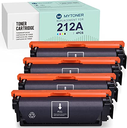 Photo 1 of MYTONER Remanufactured Toner Cartridge Replacement for HP 212A 212 W2120A W2121A W2122A W2123A for Color Laserjet Enterprise M554 M555 Flow MFP M578 Printer NO CHIP (Black,Cyan,Magenta,Yellow,4-Pack)
