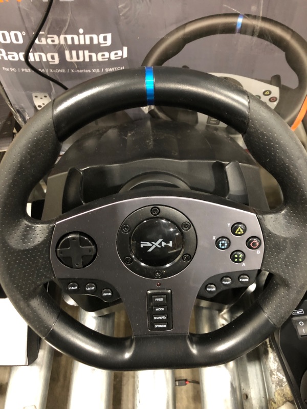 Photo 4 of PC Steering Wheel, PXN V9 Universal Usb Car Sim 270/900 Degree Race Steering Wheel with 3-Pedals and Shifter Bundle for Xbox One,Xbox Series X/S,PS4,PS3, Nintendo Switch
