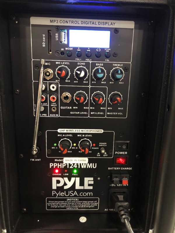 Photo 3 of Pyle PPHP1241WMU Portable Bluetooth Loudspeaker - Active PA Speaker System Kit