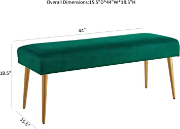 Photo 1 of Ball & Cast Upholstered Bench, 44" W, Emerlad - Taper Leg
