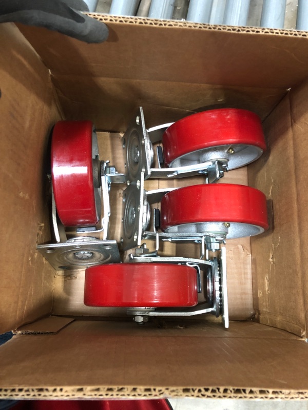 Photo 2 of 6" X 2" Swivel Casters Heavy Duty Polyurethane Wheel on Steel Hub with Top Lock Brake 1250lb Ea (4) Tool Box Casters - 5,000 lbs Capacity Set of 4
