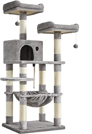 Photo 1 of ***MISSING COMPONENTS*** FEANDREA Cat Tree, Cat Tower for Indoor Cats, 56.3-Inch Cat Condo with Scratching Posts, Hammock, Plush Perch
