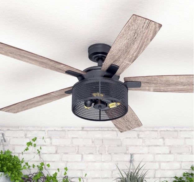 Photo 1 of Carnegie Black Mesh LED Ceiling Fan with Remote