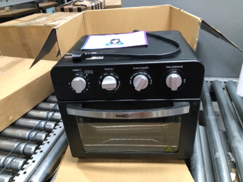 Photo 1 of GeekChef Air Fryer Toaster Oven, 24 Quart/23L Countertop Convection Oven, Upgraded 7-in-1 Toaster Oven Air Fryer Combo, with 3 layer 4 Accessories & 70 Video Recipe, ETL (Black, Bright?