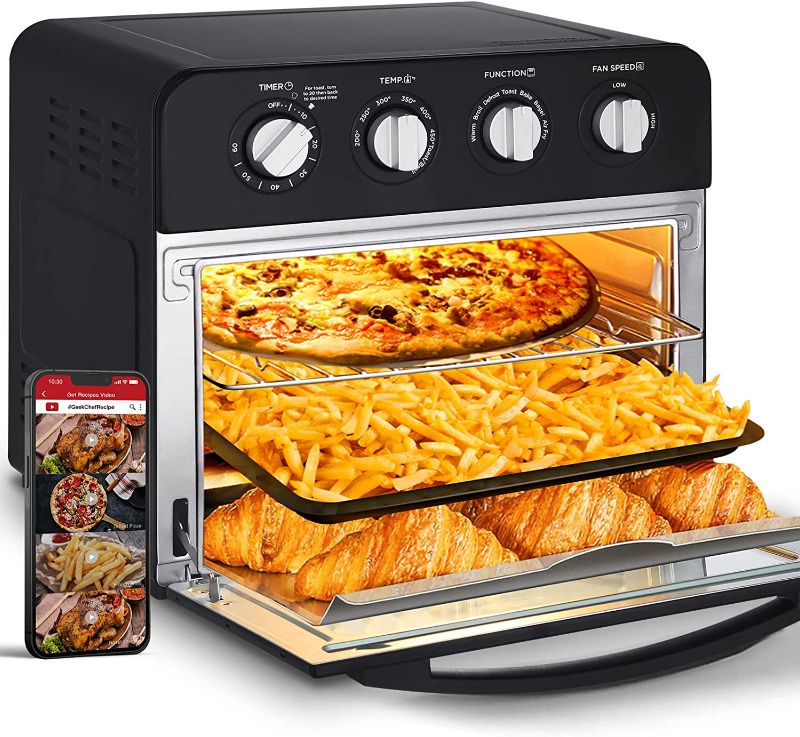 Photo 1 of GeekChef Air Fryer Toaster Oven, 24 Quart/23L Countertop Convection Oven, Upgraded 7-in-1 Toaster Oven Air Fryer Combo, with 3 layer 4 Accessories & 70 Video Recipe, ETL (Black, Bright?