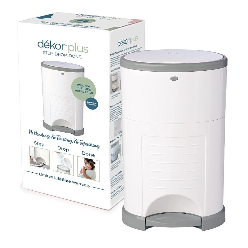 Photo 1 of Dekor Plus Hands-Free Diaper Pail | White | Easiest to Use | Just Step – Drop – Done | Doesn’t Absorb Odors | 20 Second Bag Change | Most Economical Refill System |Great for Cloth Diapers