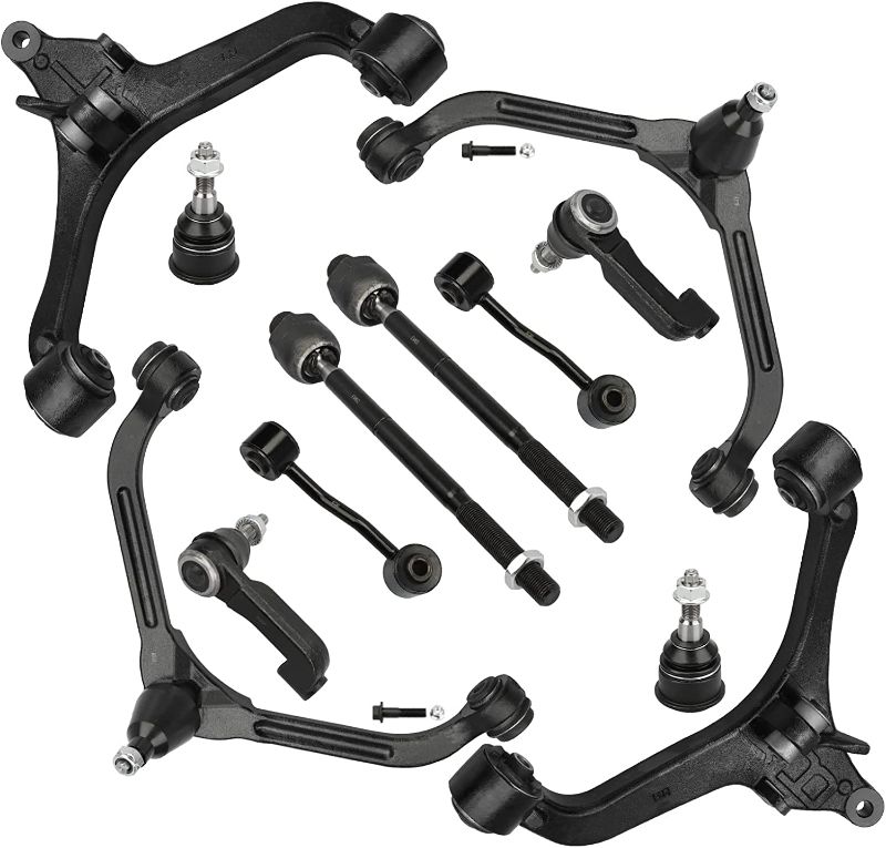 Photo 1 of 9pc Complete Front Suspension Kit 2002 2003 2004 for Jeep LIBERTY 2.4L & 3.7L - Front Lower & Upper Control Arms w/Ball Joints + Inner Outer Tie Rod Ends + Sway Bar End Links