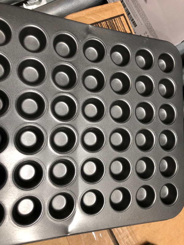 Photo 2 of 48?Cup Mini Muffin Pan,Non-Stick Mega Mini Round Cupcake Pan Tray Baking Mould,Baking Mould Bakeware Cooking Accessory,Black
