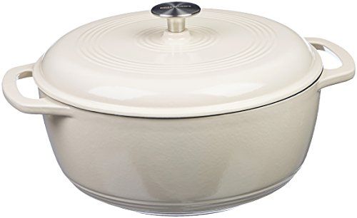 Photo 1 of Amazon Basics Enameled Cast Iron Covered Dutch Oven, 6-Quart, White
