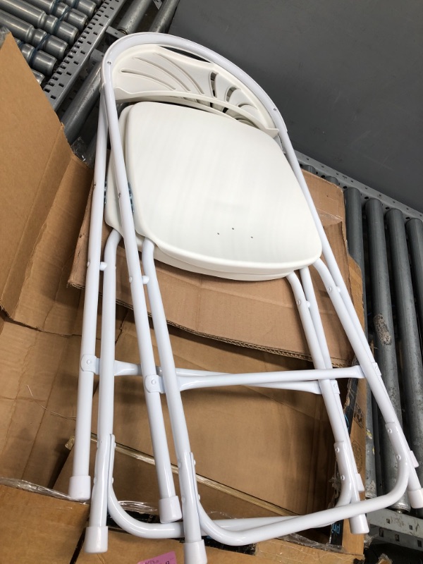 Photo 3 of 2 Sets of Folding Chair, Plastic, Fan Back, White
