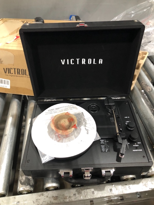 Photo 3 of (NON FUNCTIONAL) Victrola Vintage 3-Speed Bluetooth Portable Suitcase Record Player with Built-in Speakers Upgraded Turntable Audio Sound Includes Extra Stylus Black