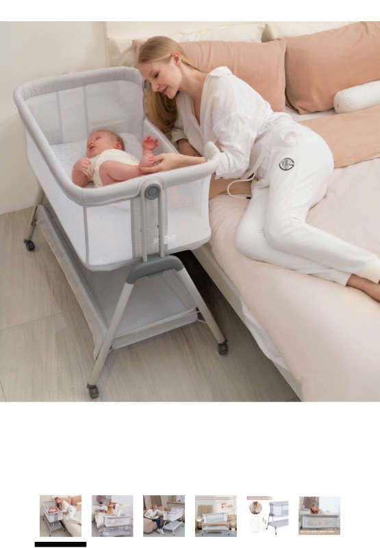 Photo 1 of ANGELBLISS Baby Bassinet Bedside Sleeper, Easy Folding Portable Bassinet for Baby with Wheels, Adjustable Height, Included Mattress