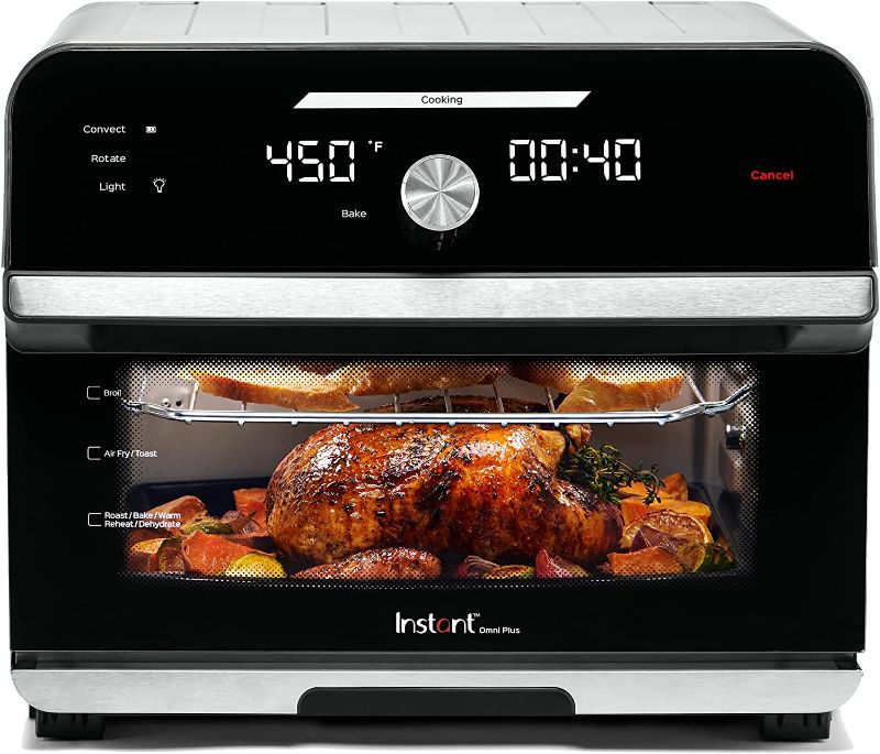 Photo 1 of Instant Omni Plus 19 QT/18L Air Fryer Toaster Oven Combo, From the Makers of Instant Pot, 10-in-1 Functions, Fits a 12" Pizza, 6 Slices of Bread, App with Over 100 Recipes, Stainless Steel
