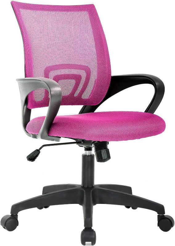 Photo 1 of Home Office Chair Ergonomic Desk Chair Mesh Computer Chair with Lumbar Support Armrest Executive Rolling Swivel Adjustable Mid Back Task Chair for Women Adults (Pink)