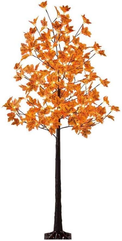 Photo 1 of LIGHTSHARE 6FT 120LED Artificial Lighted Maple Tree Warm White Fall Decorations Indoor Ourdoor, Orange
