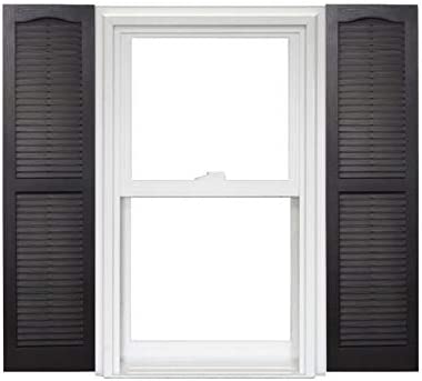 Photo 1 of  Homeside Open Louver Vinyl Shutters (1 Pair) 12in. x 47in. - 050 Black
