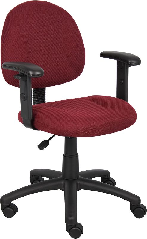 Photo 1 of Boss Office Products Perfect Posture Delux Fabric Task Chair with Adjustable Arms in Burgundy
