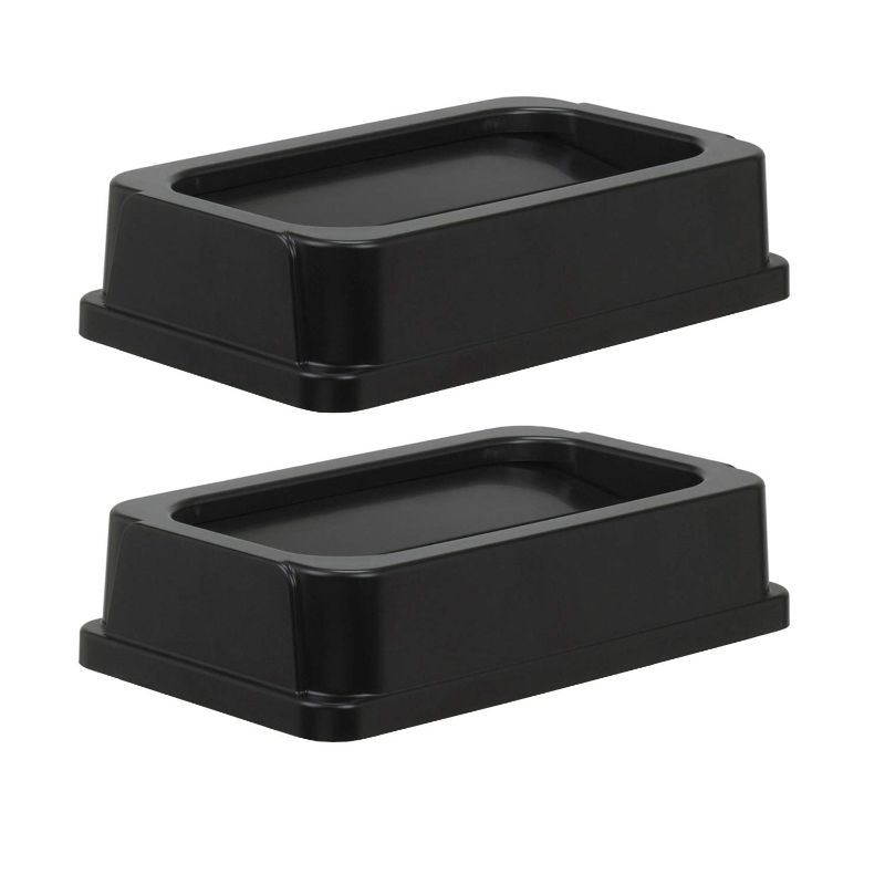 Photo 1 of AmazonCommercial 23 Gallon Double Flip Lid for Slim Trash Can, Black, 2-Pack
