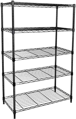 Photo 1 of *incomplete* YSSOA Heavy Duty 5-Shelf Shelving Unit, 30" W X 14" D X 61" H, 5 Tier, Black, 1 Pack, 1 Pack
