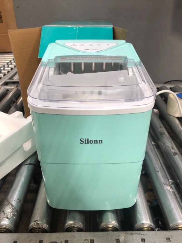 Photo 2 of **Parts Only**Non-Functioning**Silonn Ice Makers Countertop, 9 Cubes Ready in 6 Mins, 26lbs in 24Hrs, Self-Cleaning Ice Machine with Ice Scoop and Basket, 2 Sizes of Bullet Ice for Home Kitchen Office Bar Party
