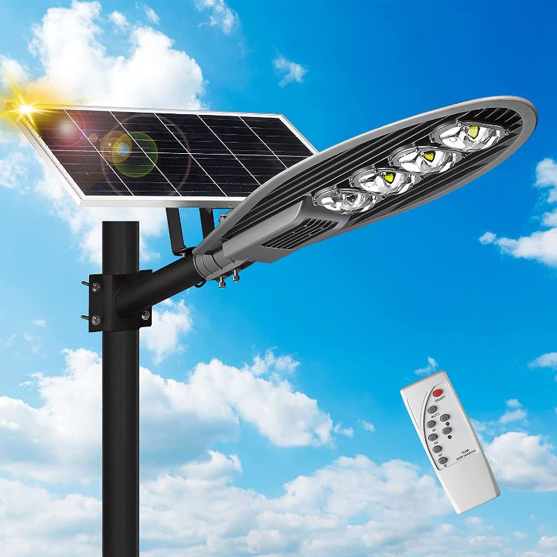 Photo 1 of 1000W Solar Commercial Street Light, 50000LM Outdoor Solar LED Flood Light with Remote Control and Dusk to Dawn for Highway, Parking Lot, Stadium, Lovus, ST200-007
