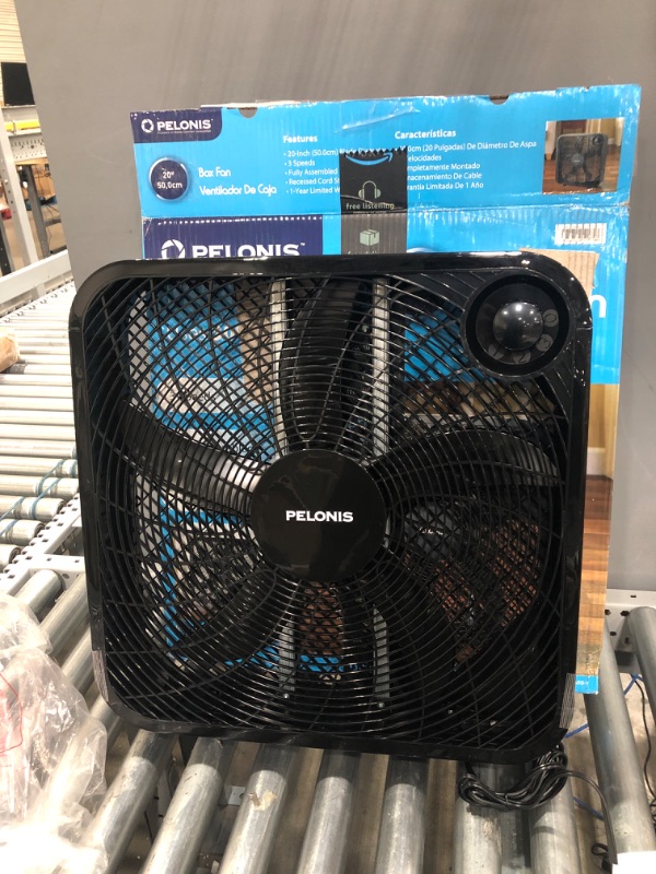 Photo 2 of PELONIS 3-Speed Box Fan For Full-Force Circulation With Air Conditioner, Upgrade Floor Fan, Black
