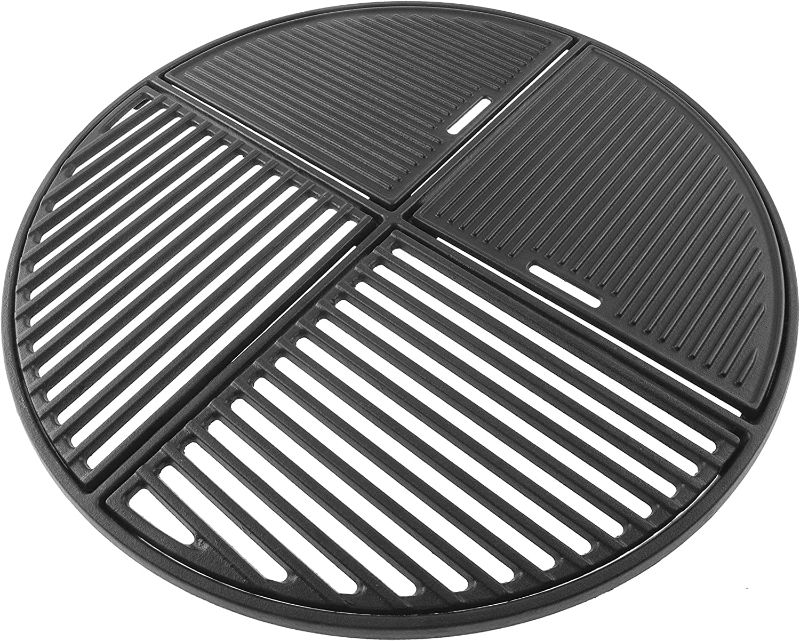 Photo 1 of 21.5” Cast Iron Grill Grate for Weber Original Kettle Premium 22" Charcoal Grill and Smokers, Replacement for Weber 22" Performer Premium Grill, Two types of cooking surfaces, Modular Fits 22" Grills
