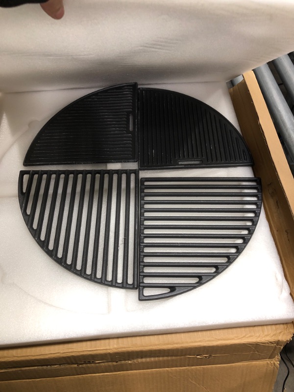 Photo 3 of 21.5” Cast Iron Grill Grate for Weber Original Kettle Premium 22" Charcoal Grill and Smokers, Replacement for Weber 22" Performer Premium Grill, Two types of cooking surfaces, Modular Fits 22" Grills
