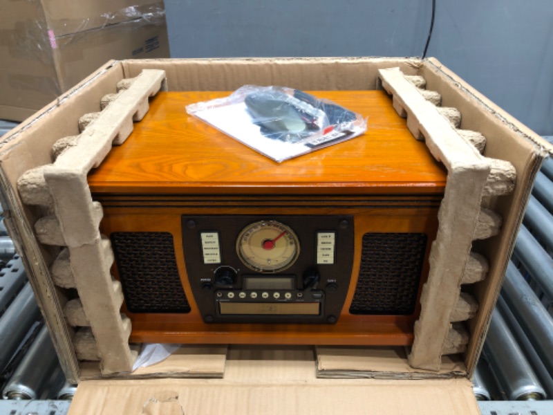 Photo 2 of ***PARTS ONLY***Victrola 8-in-1 Bluetooth Record Player & Multimedia Center, Built-in Stereo Speakers - Turntable, Wireless Music Streaming, Real Wood | Mahogany
