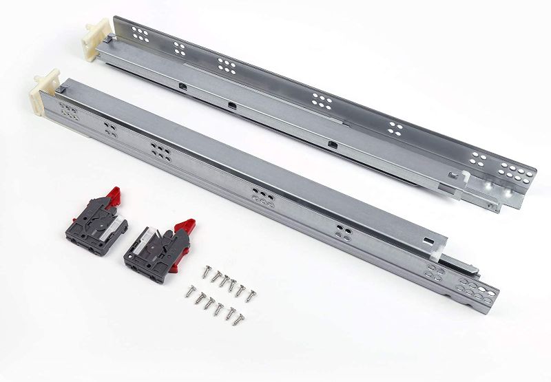 Photo 1 of 1 Pairs Self Soft Close Under/Bottom Rear Mounting Drawer Slides 21 inch Concealed Drawer Runners;Locking Devices;Rear Mounting Brackets;Screws and Instructions
