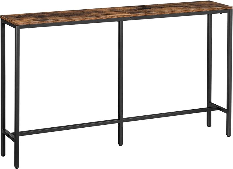 Photo 1 of ALLOSWELL Console Table, Narrow Sofa Table, 55.1 Inches Entryway Table, Industrial Sofa Table, Side Table, for Hallway, Living Room, Sturdy and Stable, Easy to Assemble, Rustic Brown CTHR14101
