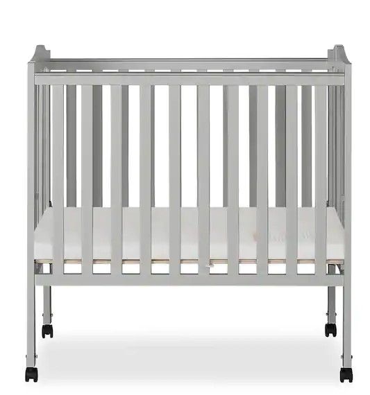 Photo 1 of 2 in 1 Pebble Grey Lightweight Folding Portable Crib
