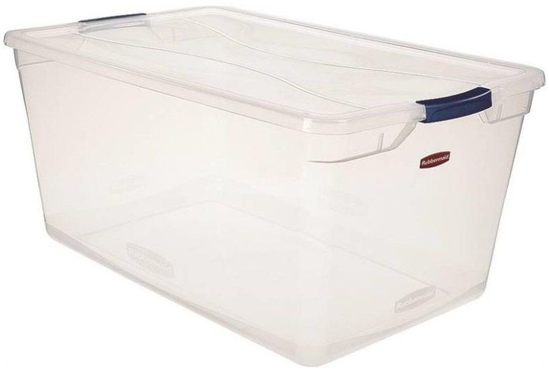 Photo 1 of 3 Storage Tote, Clear, Plastic, 29 in L, 17 3/4 in W, 13 1/4 in H, 23.75 Gal Volume Capacity
