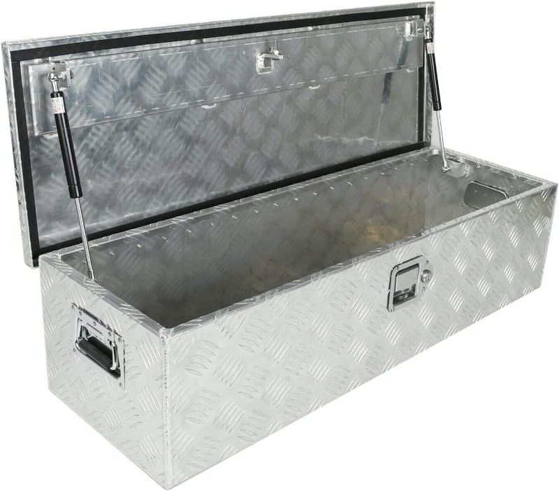 Photo 1 of 39 Inch Heavy Duty Aluminum Tool Box Chest Box Pick Up Truck Bed Trailer Toolbox Storage With Lock Keys,Silver
