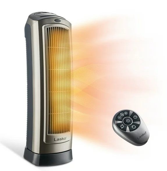 Photo 1 of Lasko 1500W Digital Ceramic Space Heater with Remote, 755320, Silver