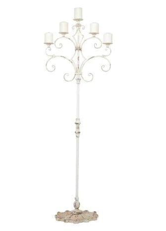 Photo 1 of 68 in. White Iron French Country Candelabra Candle Holder
