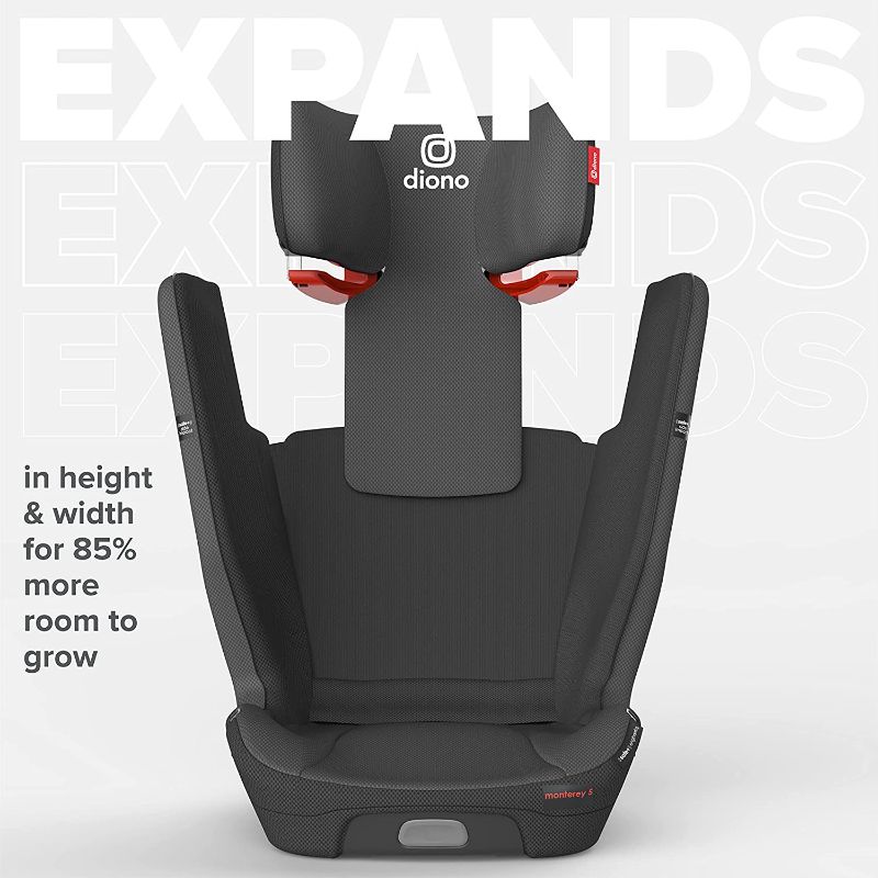 Photo 1 of Diono Monterey 5iST FixSafe High Back Booster Car Seat with Expandable Height and Width, Compact Fold to Full Size Booster, Foldable, Portable Booster for Go-Anywhere Travel, Gray Slate