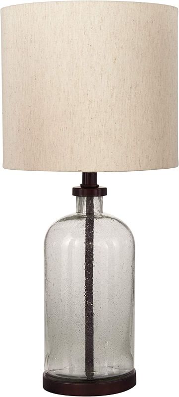 Photo 1 of Signature Design by Ashley Bandile Modern Farmhouse 22.5" Seeded Glass Table Lamp, Bronze