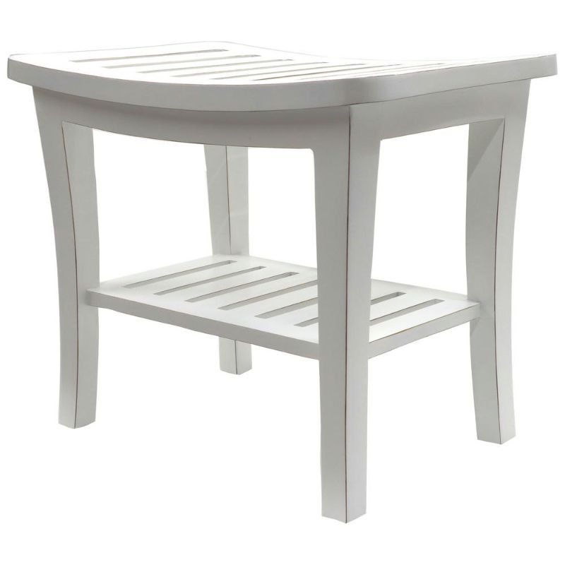 Photo 1 of 5321WH Genuine Distressed Teak Bench, White - 20 X 13.5 X 17.5 in.
