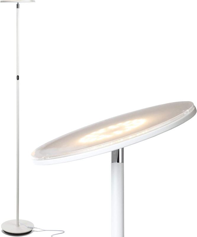 Photo 1 of Brightech Sky LED Floor lamp, Torchiere Super Bright Floor Lamp for Living Rooms & Offices - Dimmable, Tall Standing Lamp for Bedroom Reading - White