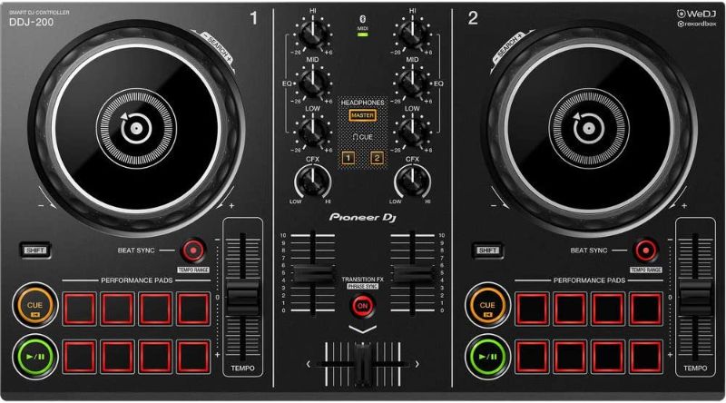 Photo 1 of Pioneer DJ DDJ-200 - 2-deck Digital DJ Controller with USB/Bluetooth Connectivity, WeDJ App, and 16 Performance Pads
