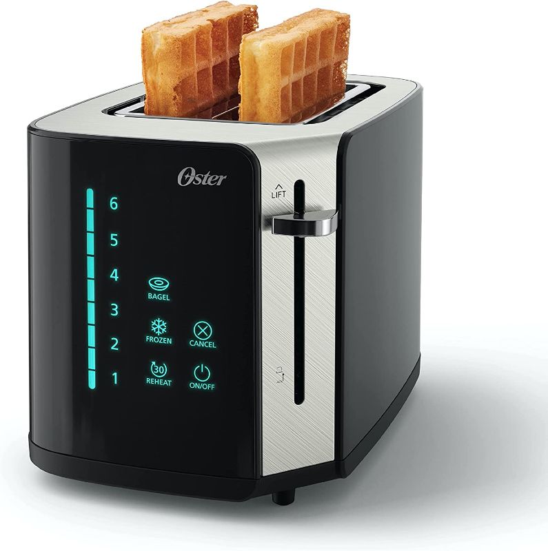 Photo 1 of Oster 2-Slice Toaster, Touch Screen with 6 Shade Settings and Digital Timer, Black/Stainless Steel
