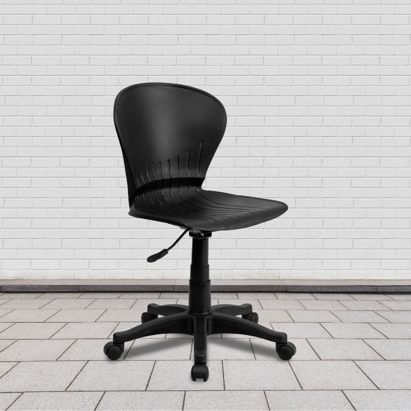 Photo 1 of Flash Furniture Plastic Mid-Back Swivel Task Chair, Black
