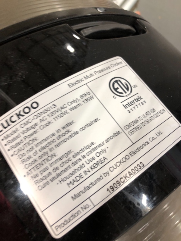 Photo 4 of CUCKOO CMC-ASB601F | 6QT. 8-in-1 Electric Pressure Cooker | 14 Menu Options: Rice Slow Cooker Sauté Steamer Sous Vide & More Stainless Steel Inn
