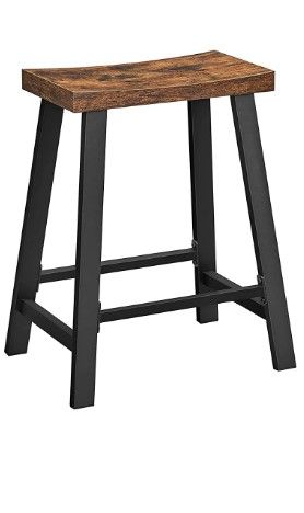 Photo 1 of VASAGLE Bar Stools,1 chair , Kitchen Breakfast Bar Stools with Footrest, 23.6 Inches High, Industrial in Living Room, Party Room, Rustic Brown and Black ULBC074B01