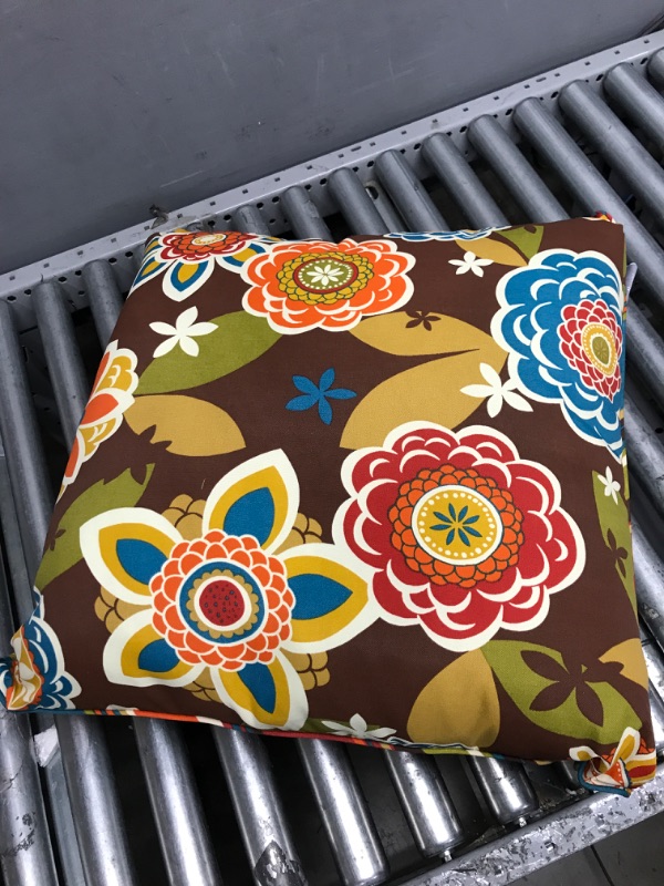 Photo 2 of Pillow Perfect Outdoor/Indoor Annie/Westport Chocolate Floor Pillow, 25", Floral, Multicolored
