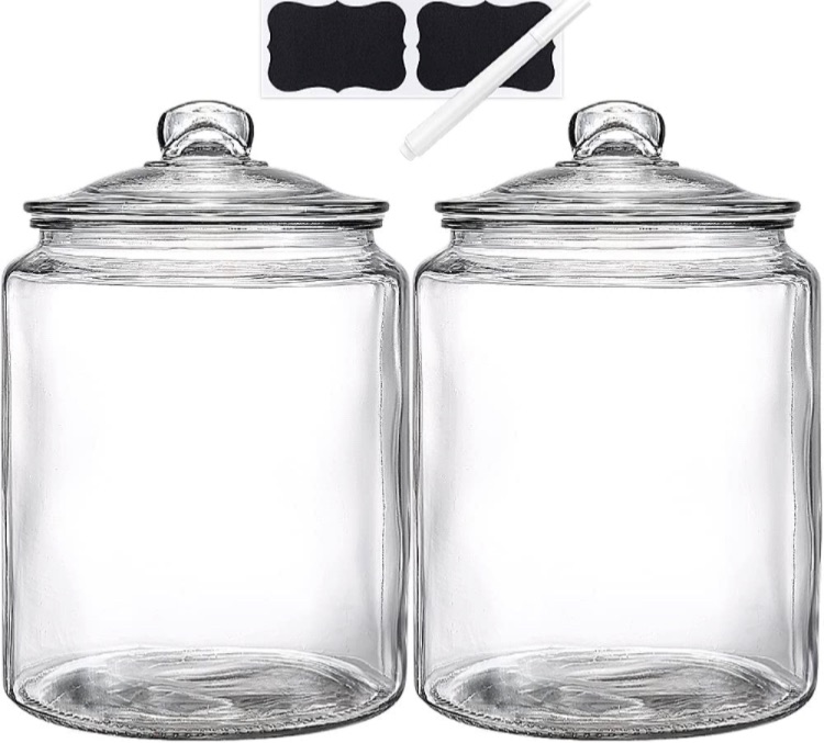 Photo 1 of 
Daitouge 1.5 Gallon Glass Jars with Lids, Large Glass Storage Jars Set of 2, Heavy Duty Glass Canisters for Kitchen, Perfect for Flour, Sugar, Rice, Pasta, Beans, Cookies